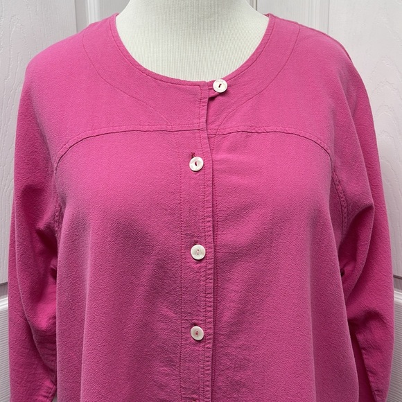 B’ GAUZE Pink 3/4 Sleeve Button Down Tunic - Picture 2 of 8